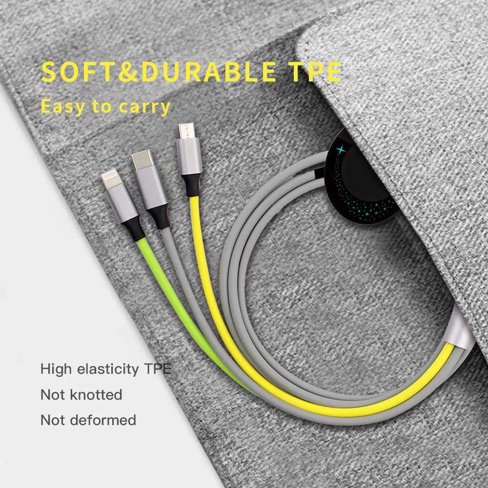 Multifunction USB Charger Cables 4 in 1 Nylon Braided Lightning/Micro USB/Type C /Smart Watch - Image 2