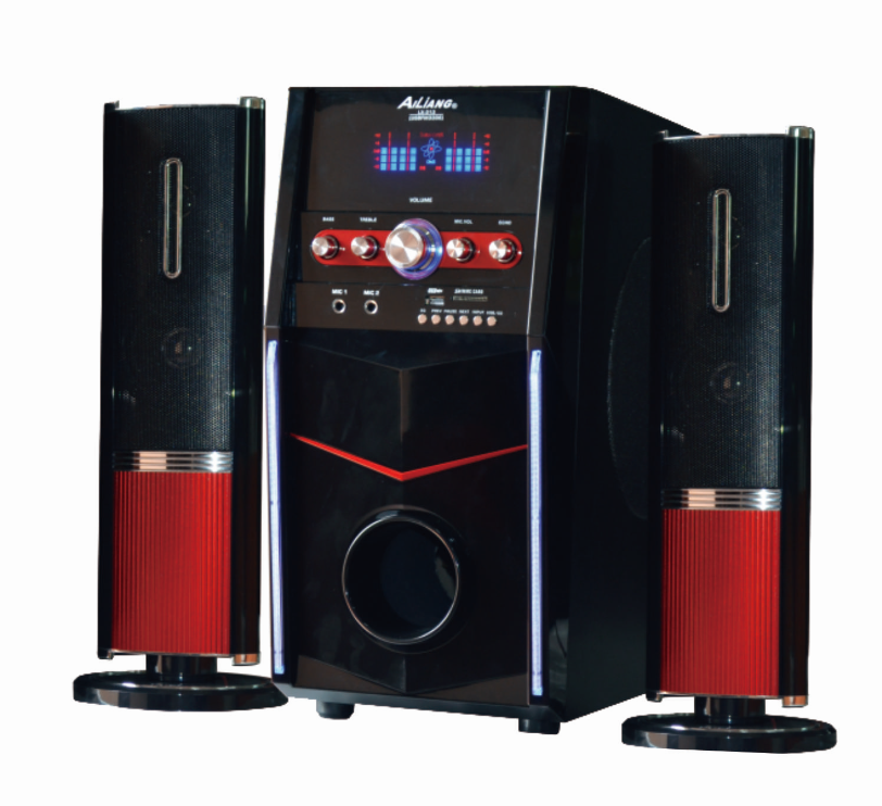 60W Dual 12-inch Woofer Multimedia Speaker with FM, USB, SD Card Reader, and Karaoke