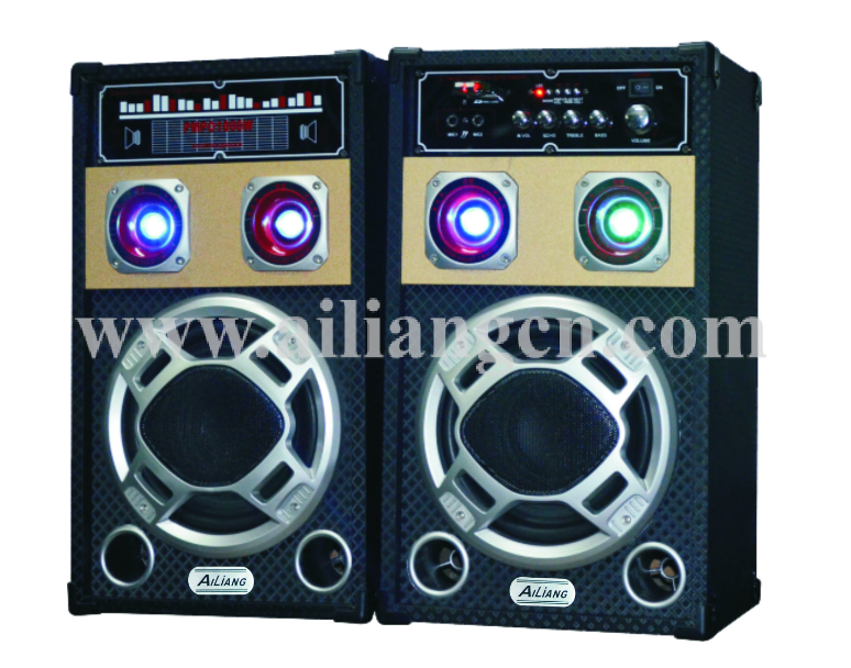 Dual 12-inch Powered Multimedia Speaker System with FM, USB, SD, and Karaoke
