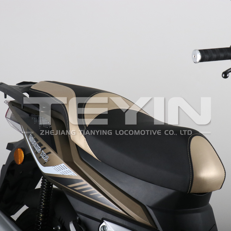 Close up of the scooter seat and rear storage rack