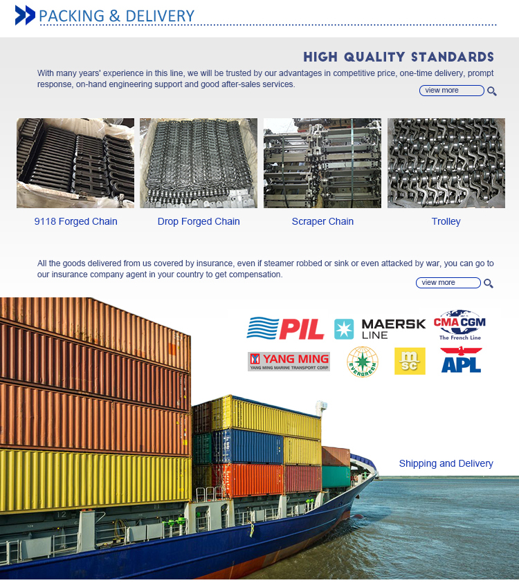 Logistics and shipping information for conveyor chains