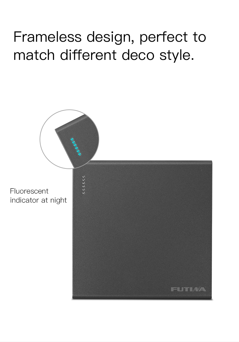 Frameless switch with fluorescent indicator illuminated