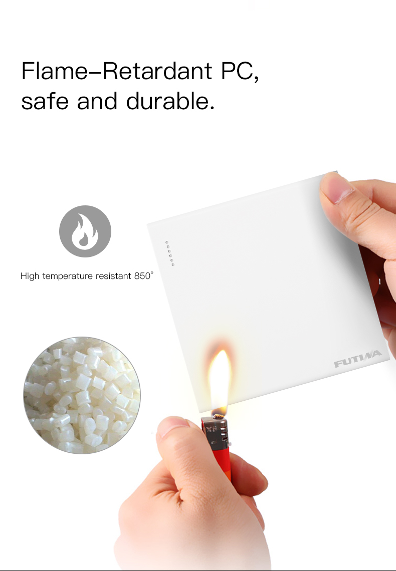 Close up showing flame-retardant PC material testing