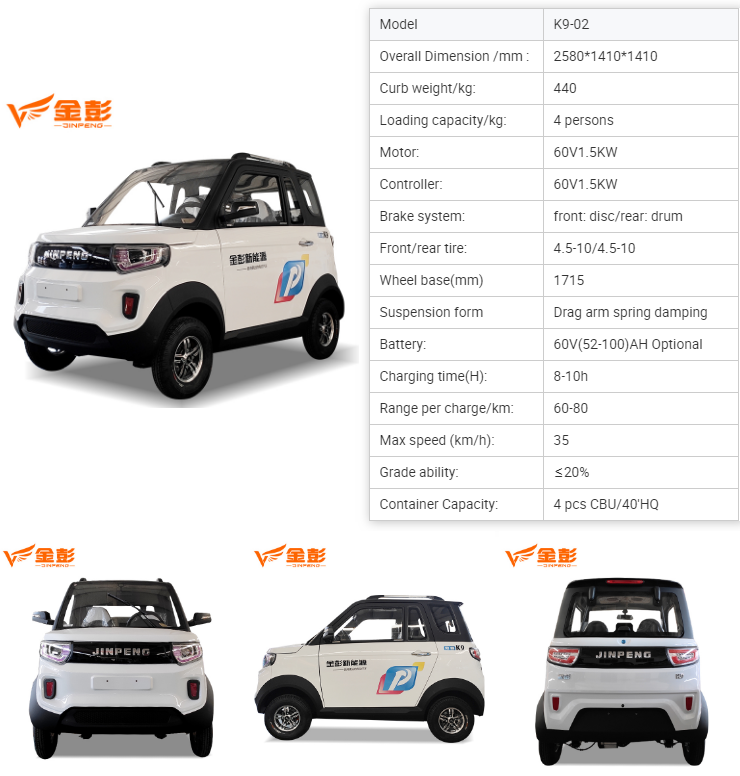 Technical specification sheet for the electric commuter car