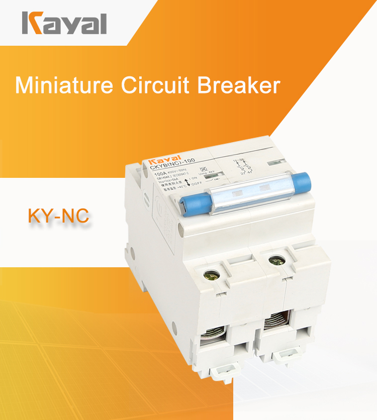 Front view of the miniature circuit breaker with ON/OFF switch