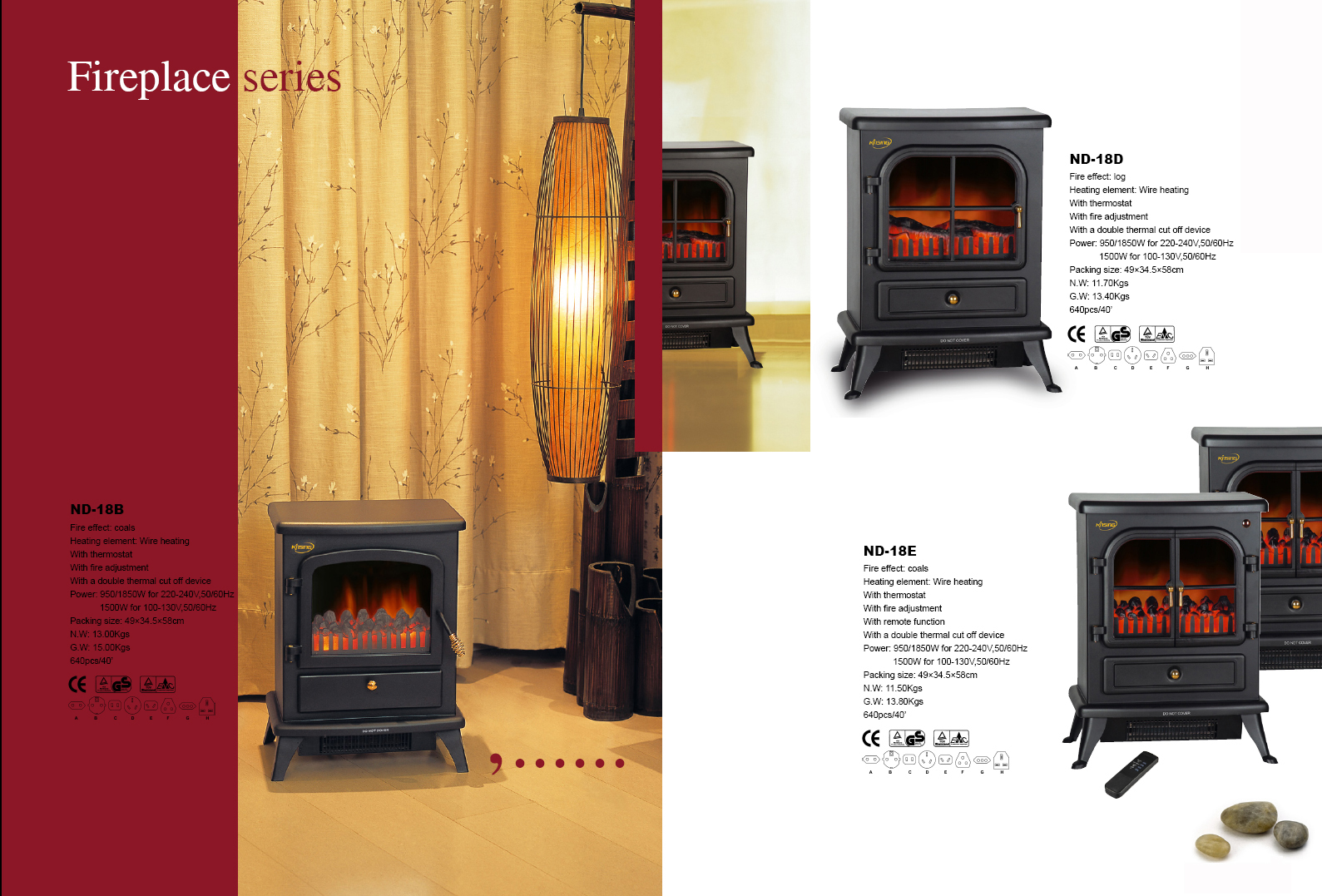 Electric Fireplace Heater with Flame Effect