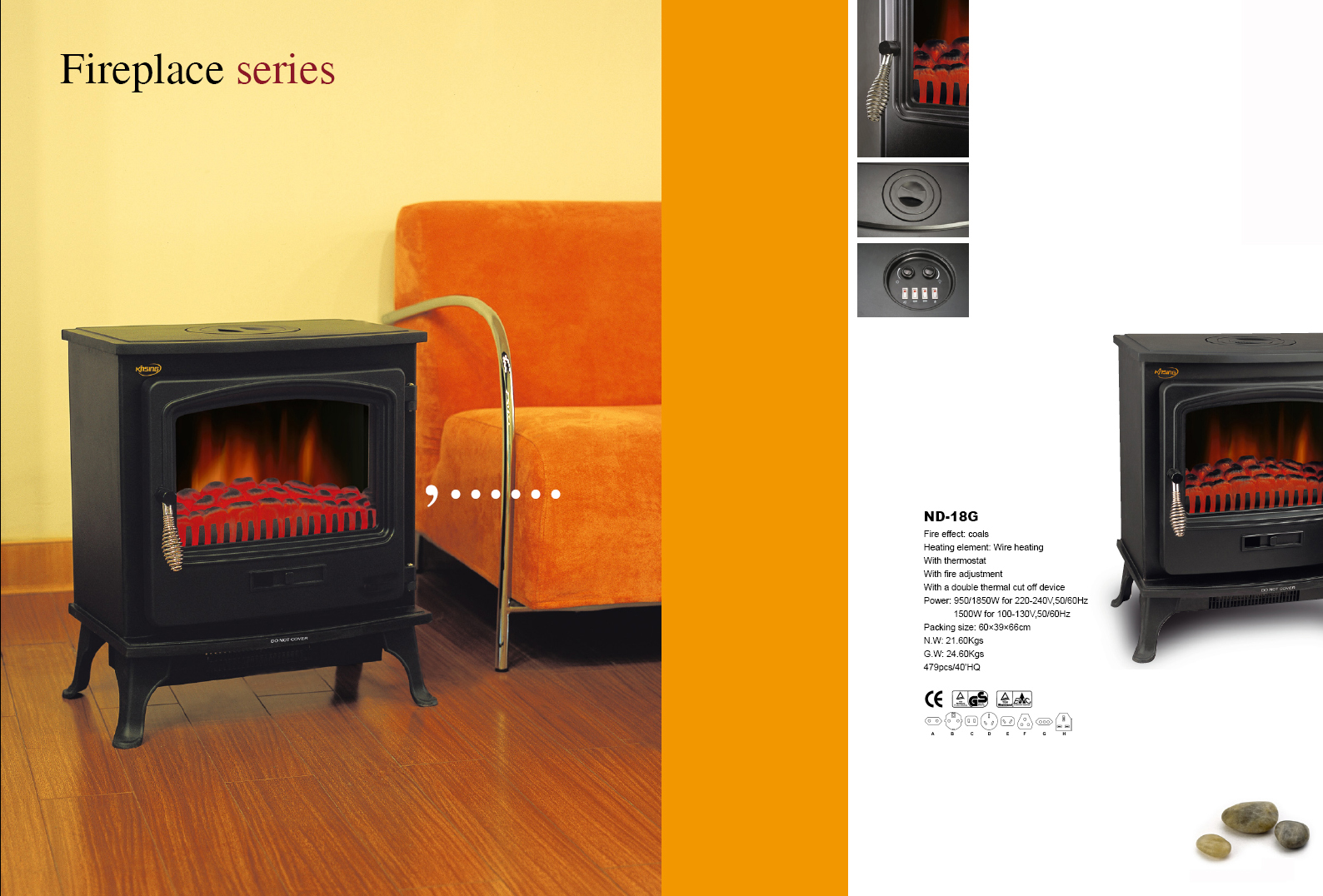 Electric Fireplace with Realistic Flame Effect