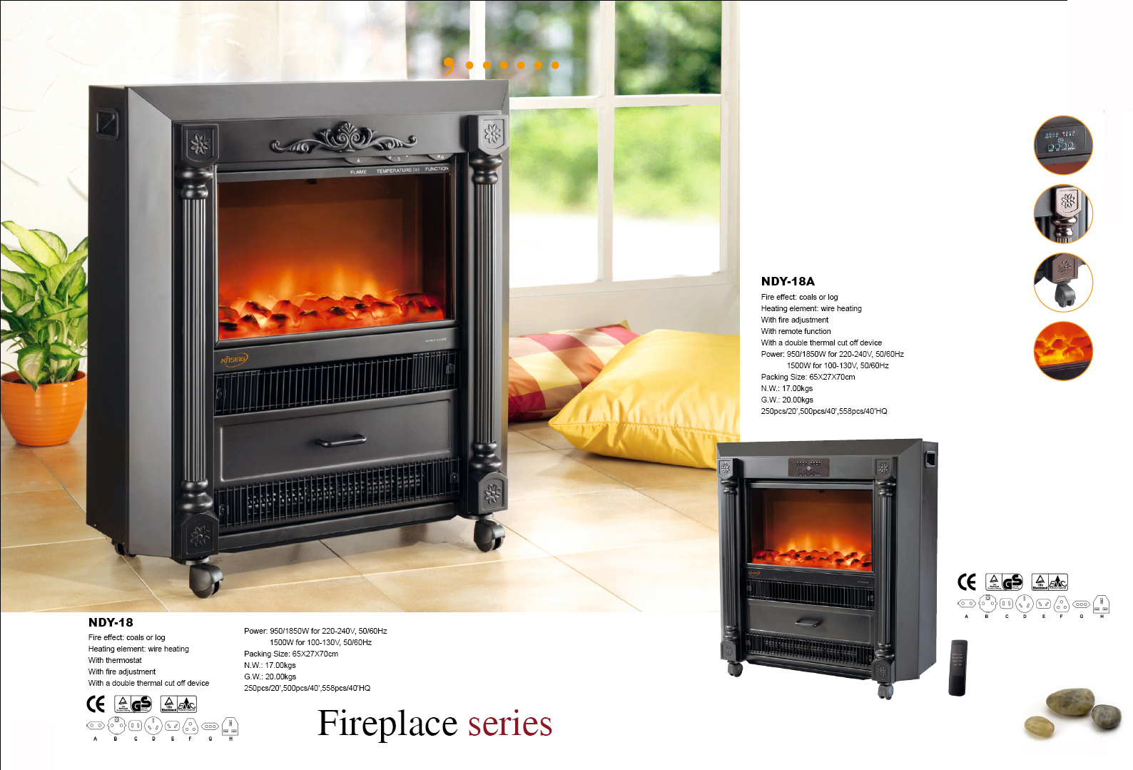 Electric Fireplace with Realistic Flame Effect