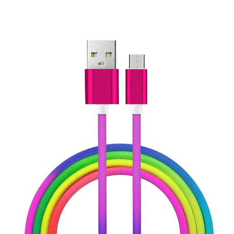 New Arrival Customized 1M 2.4A High Speed Rainbow Nylon braid USB Cable - Image 2