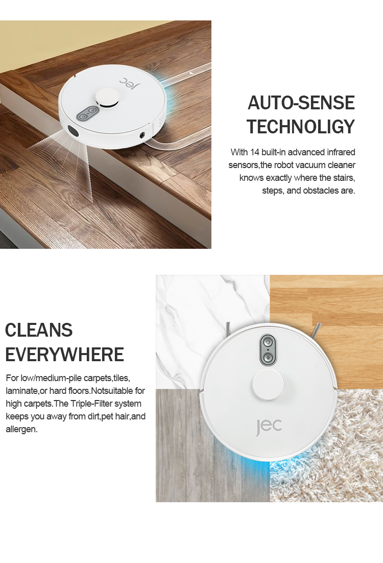 Robot vacuum cleaning on different floor surfaces