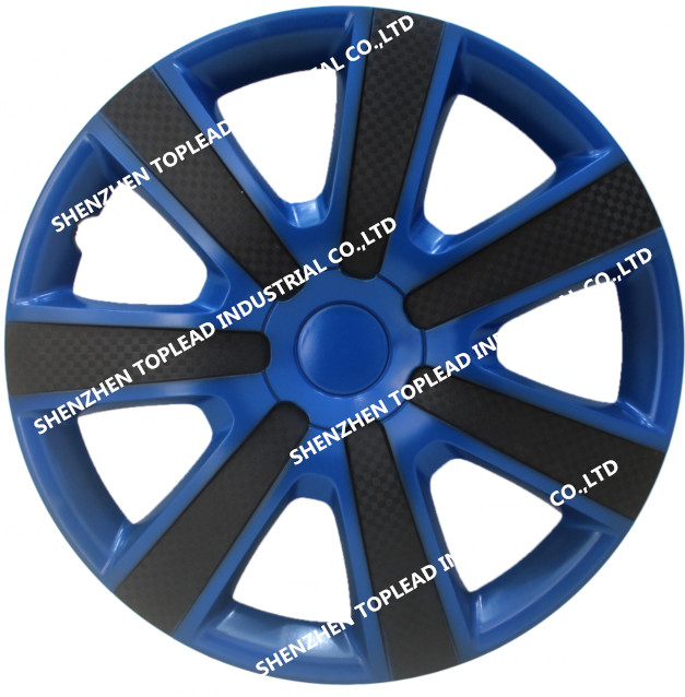 Bi-color wheel cover with carbon fiber finish