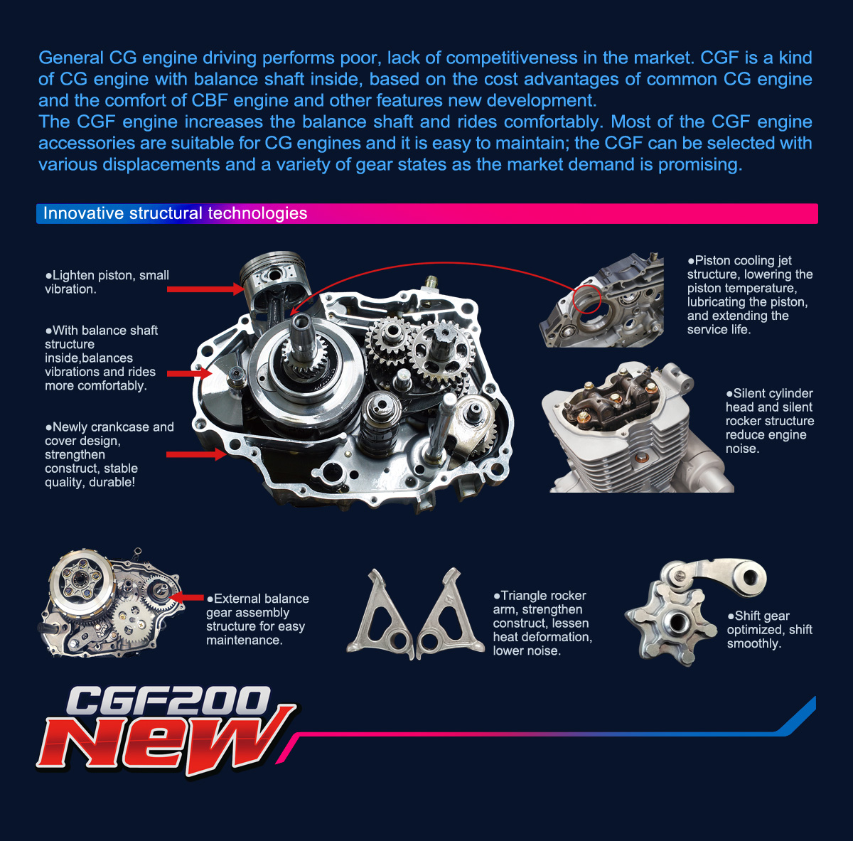 CGF200 engine diagram and feature overview