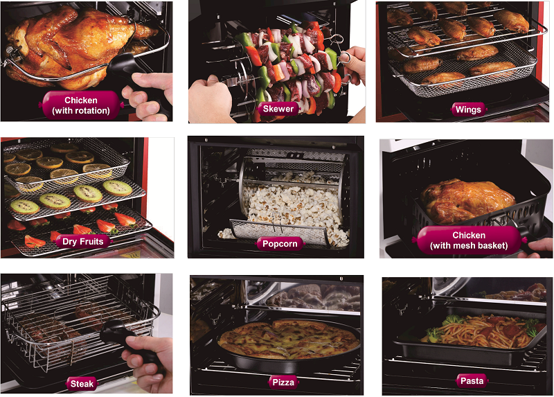 Various food items prepared in the air fryer