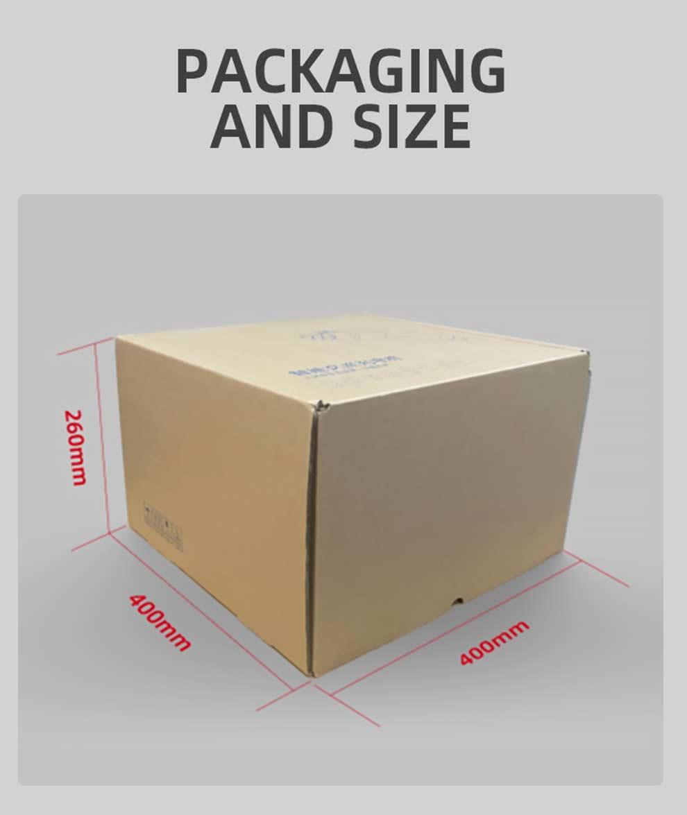 Diagram showing packaging dimensions for the wall-mounted EV charger