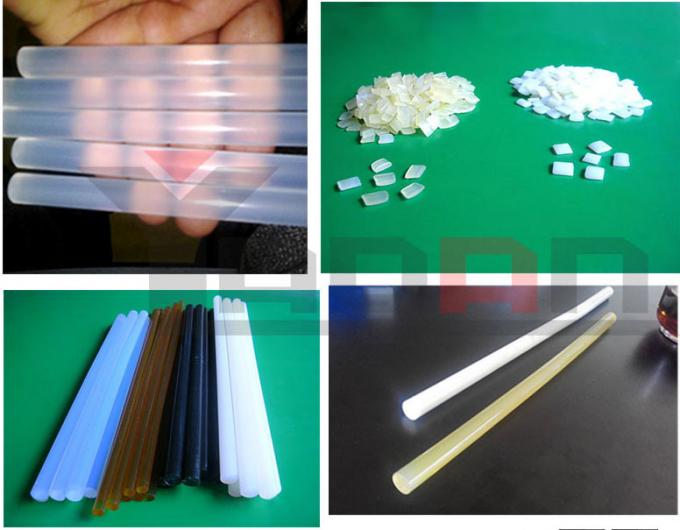 Various forms of EVA hot melt adhesive including sticks and pellets