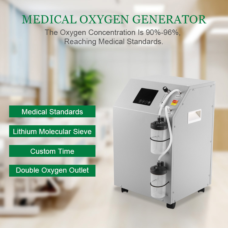 Medical oxygen generator showing dual outlet and sieve technology