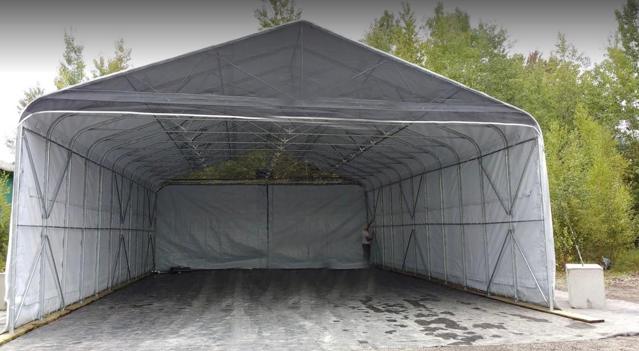 Two-Car Hot-Galvanized Steel Carport with Shade Sail