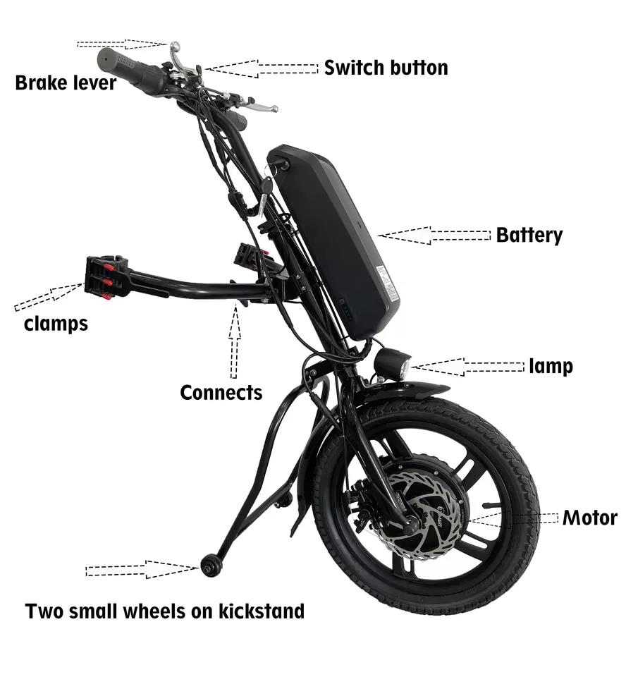 New Fashion cnebikes high speed 36v 500w foldable electric handcycle for manual wheelchair - Image 3