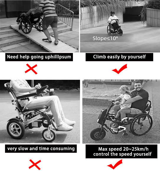 Electric handcycle climbing a slope