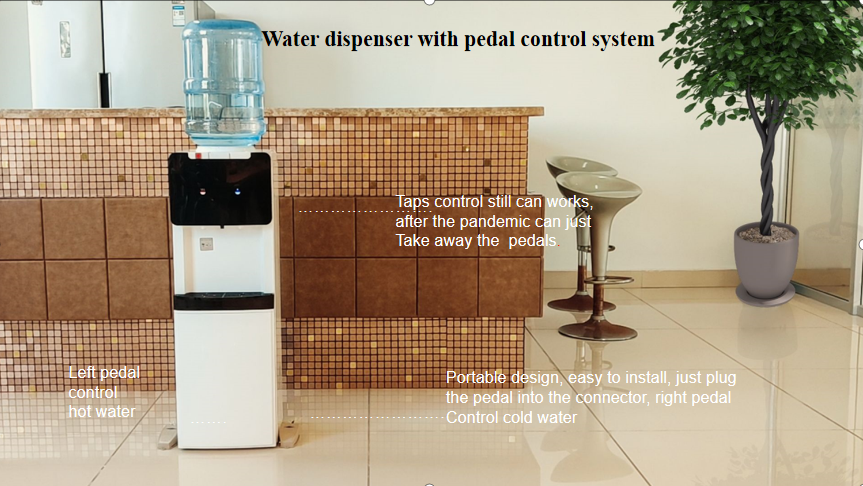 Diagram showing the pedal connector and hot/cold water controls