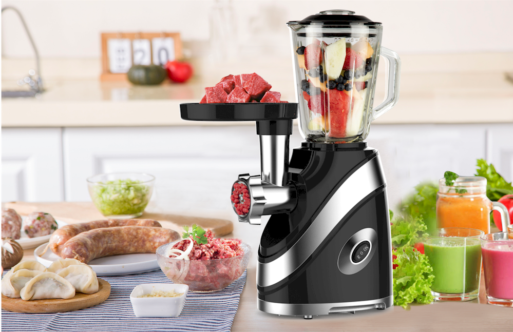 2-in-1 meat grinder and blender unit