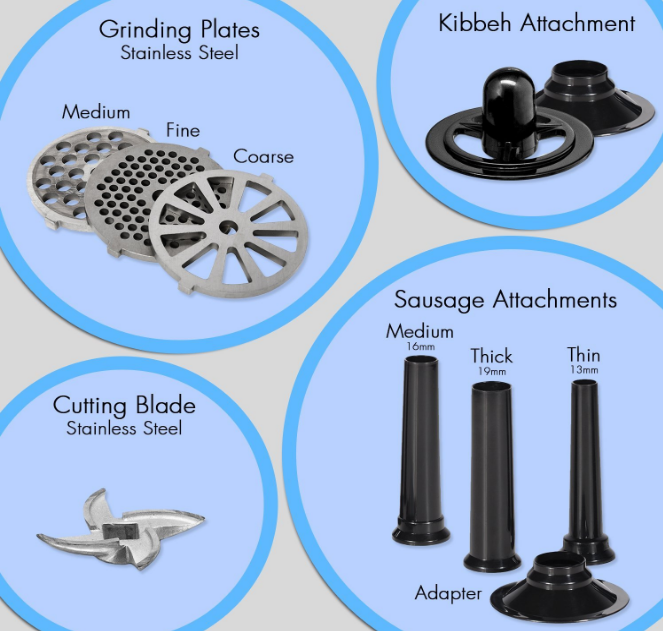 Set of meat grinder accessories