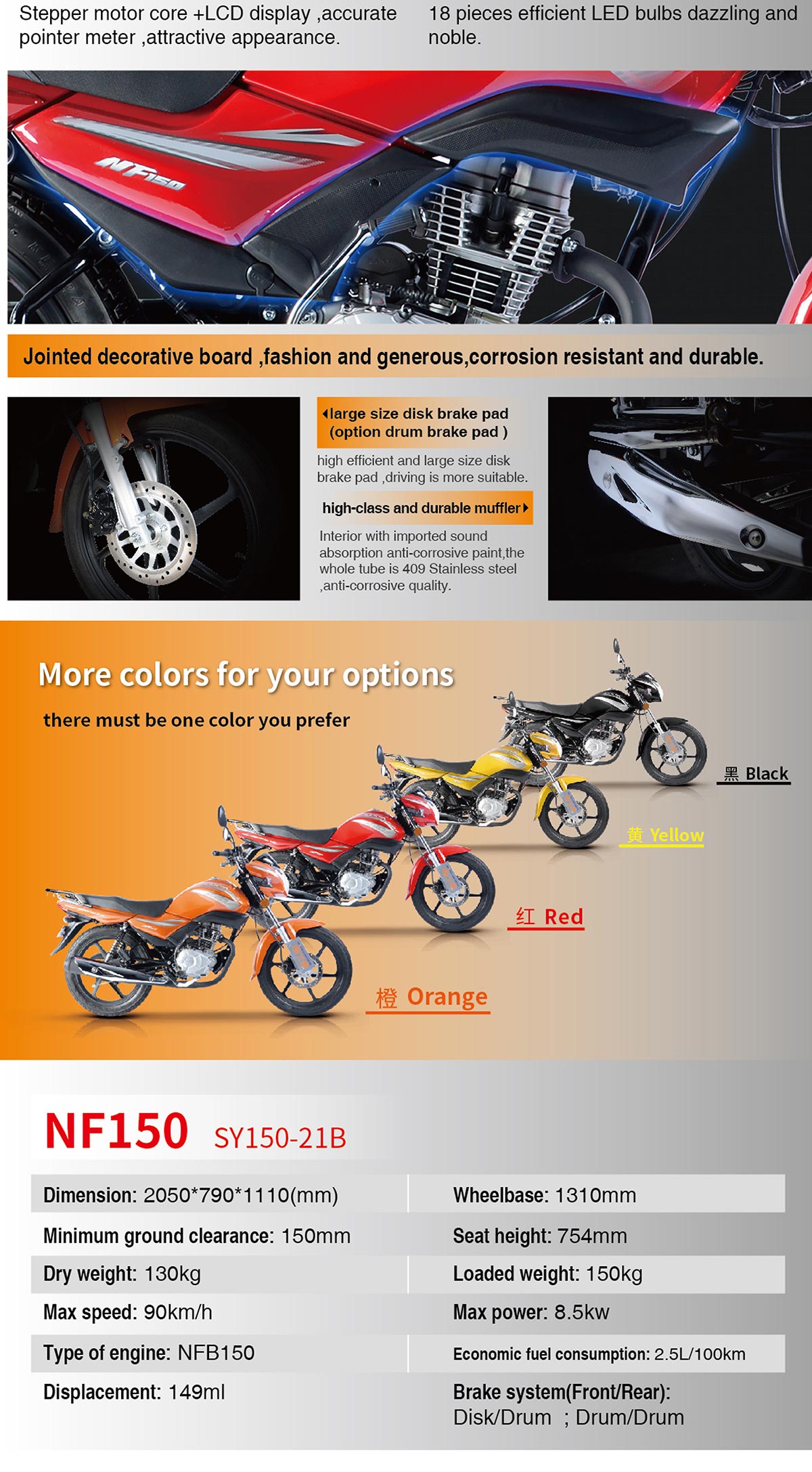 Close up of motorcycle instrument cluster and lighting features