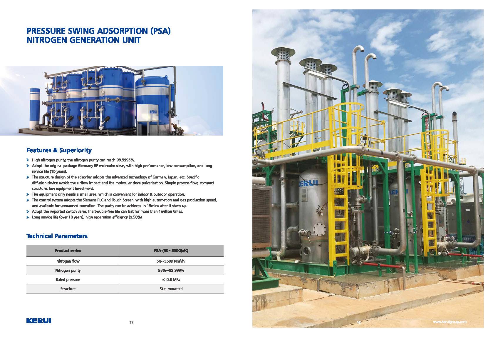 Pressure Swing Adsorption (PSA) nitrogen generation unit