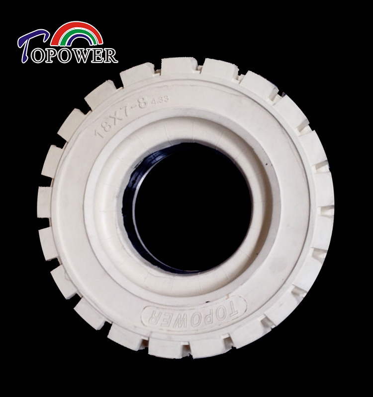 Detailed view of the tire surface and construction quality