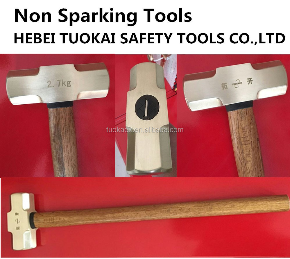 Non-sparking sledge hammer showing weight and construction