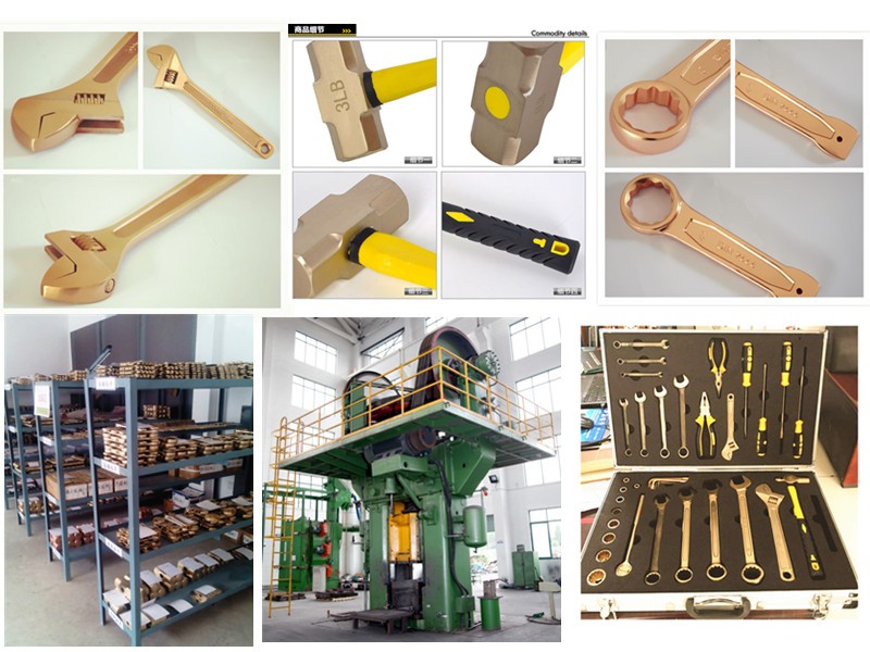 Non-sparking tools organized in a fitted case