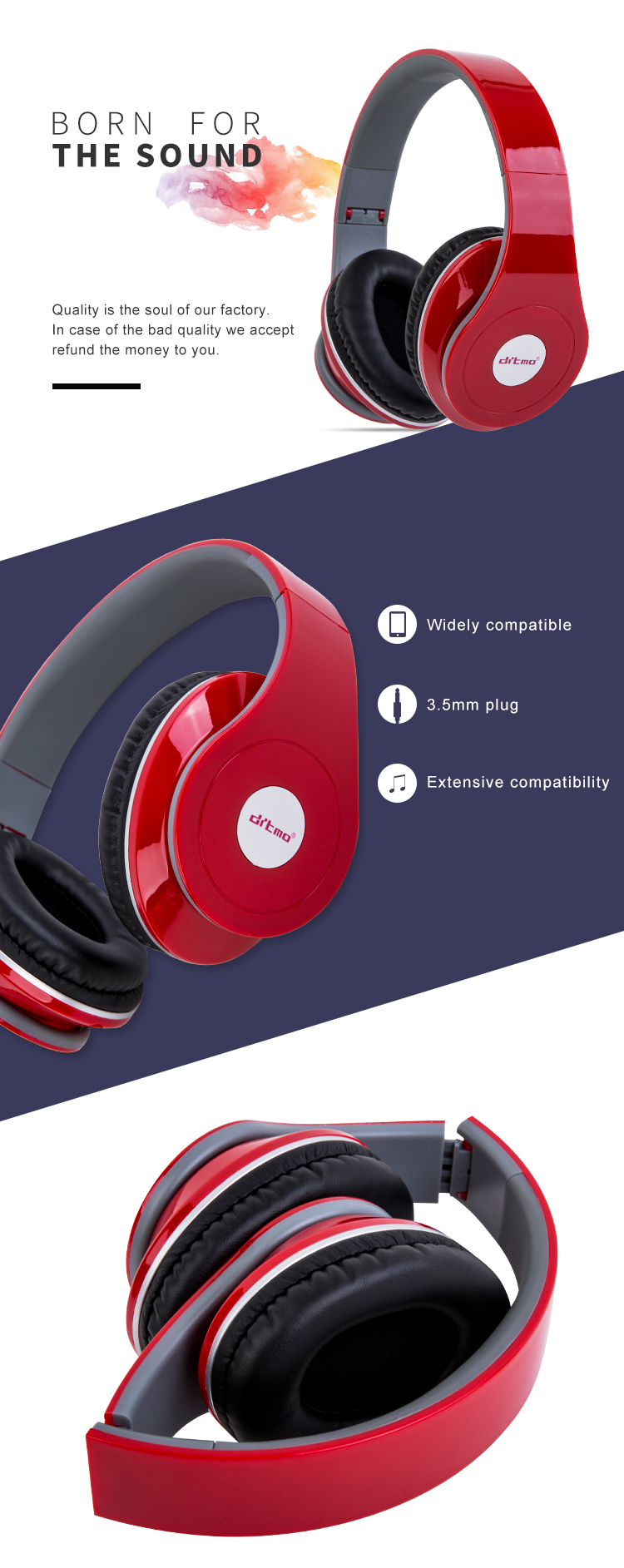 Headphones showing 3.5mm plug compatibility