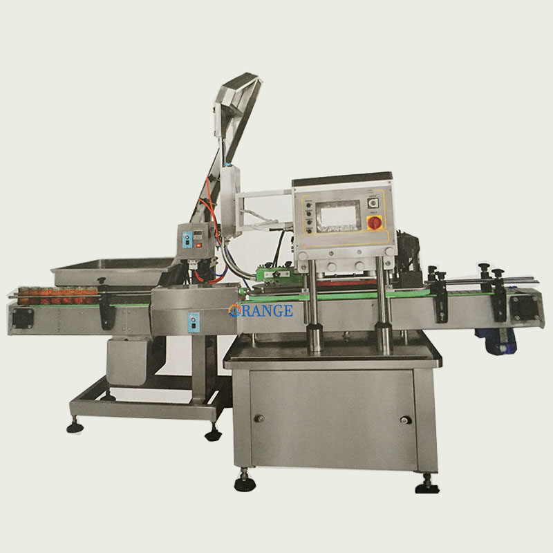 Automatic filling machine with conveyor and control panel
