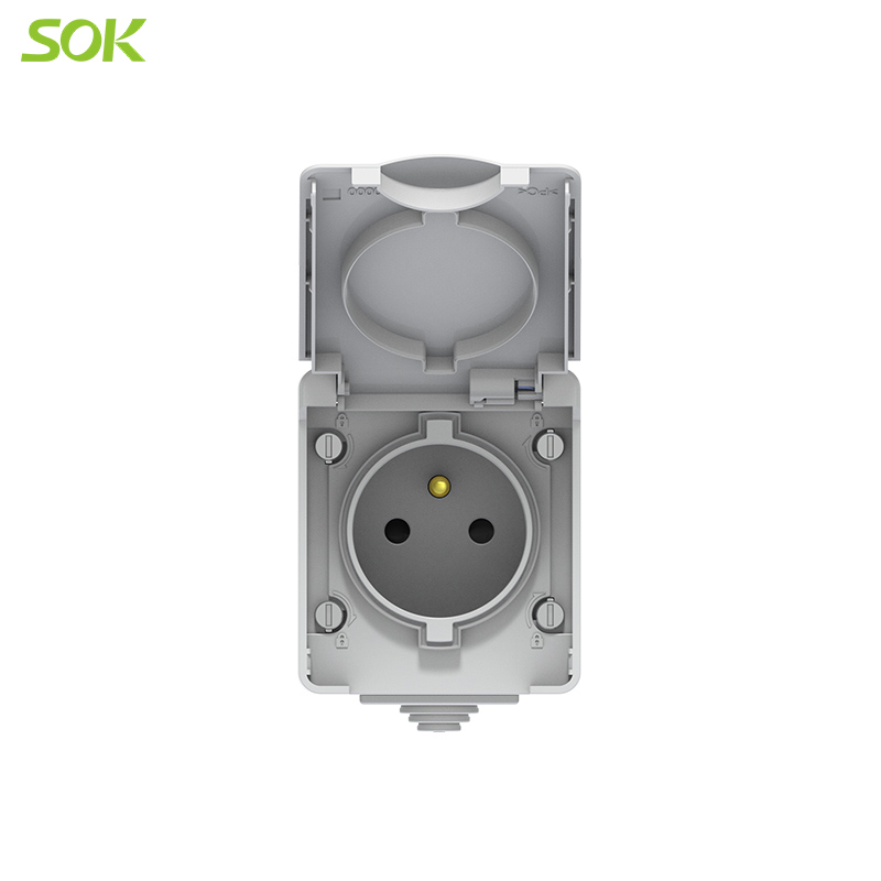 One Gang French Power Outlet with Shutter Surface Mounted( Screw Terminal) - Image 2
