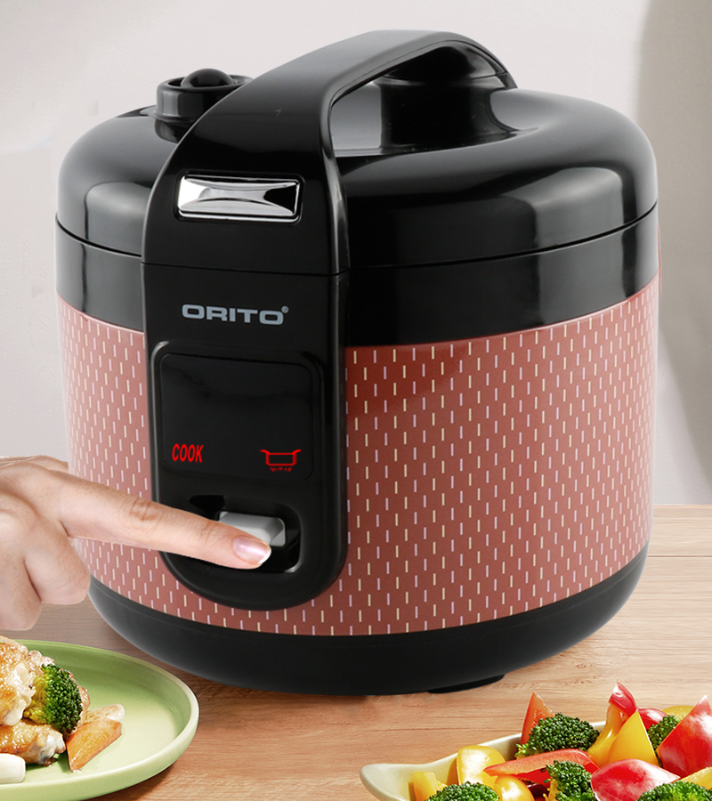 Close up of rice cooker interior and exterior design