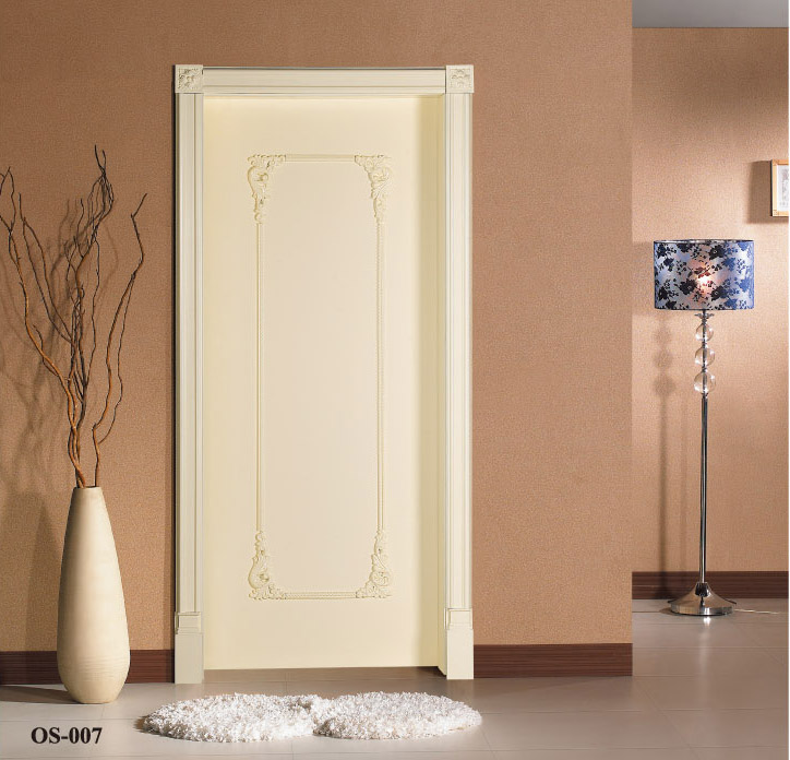 Off-White Interior Door with Raised Panel Design