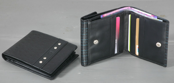 Leather Bi-Fold Wallet with Snap Closure
