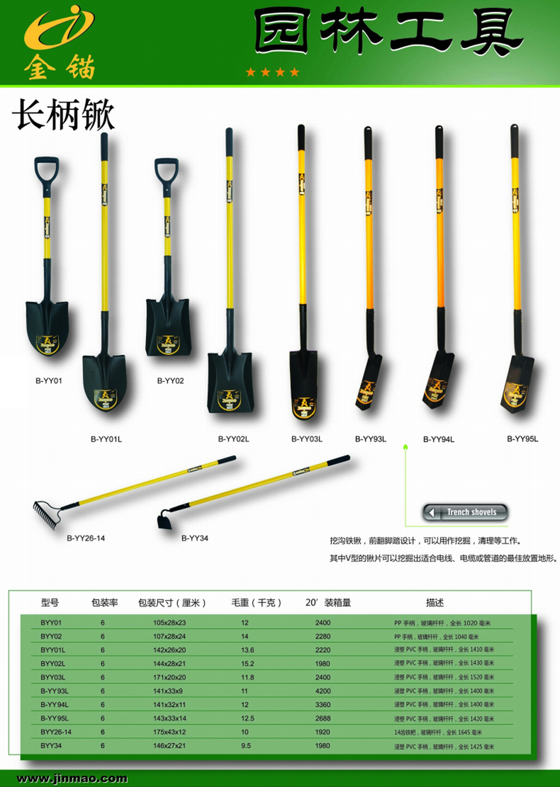Long-Handled Garden Shovels and Rakes