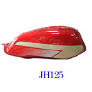 Motorcycle Fuel Tank with Red and White Design