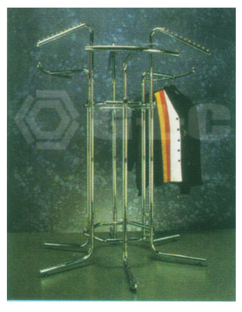 Chrome-Plated Steel Four-Way Clothing Rack