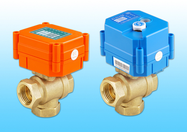 Electrically Actuated 3-Way Ball Valve with Brass Body