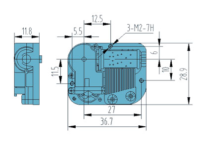 Music Box Mechanism Dimensions Technical Drawing