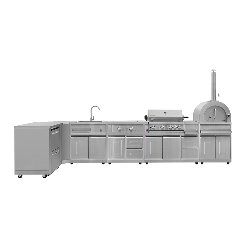 Modular Stainless Steel Outdoor Kitchen with Grill and Pizza Oven
