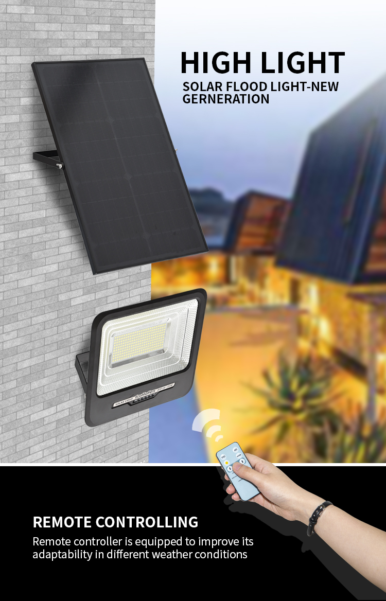 Solar flood light with remote control