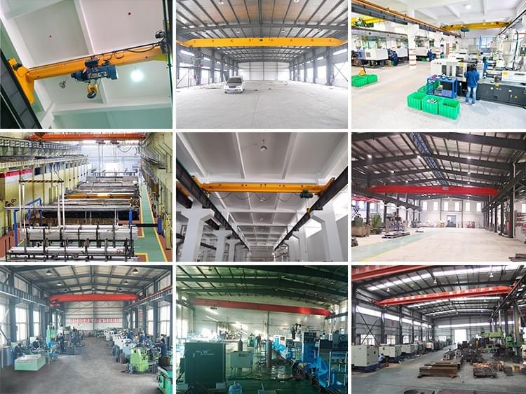 Electric overhead traveling crane installed in a large industrial manufacturing facility