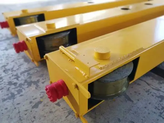 Overhead crane trolley assembly with steel wheels