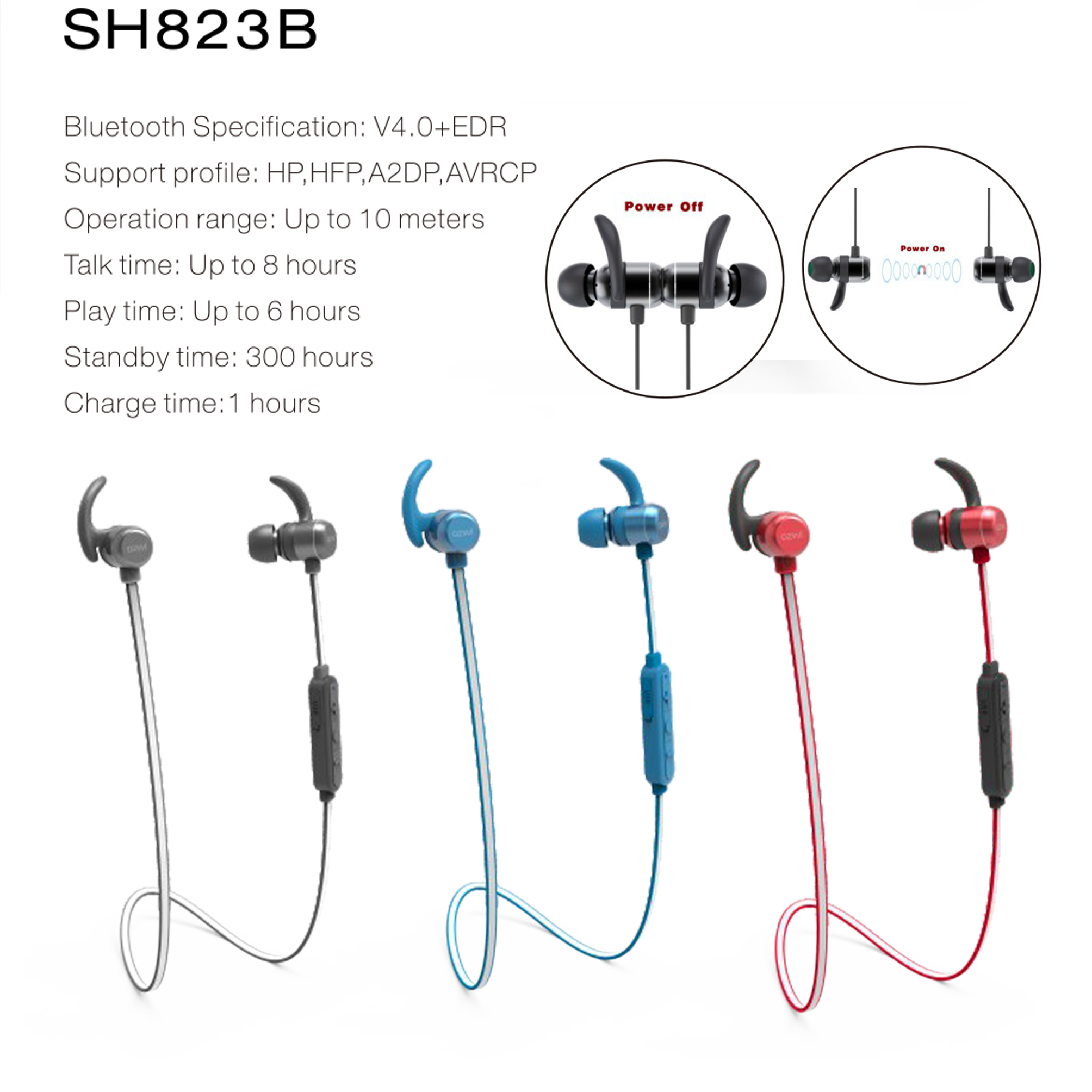 ozwi Bluetooth magnetic sports earphone SH823 - Image 2