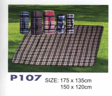 Plaid Picnic Blanket with Straps