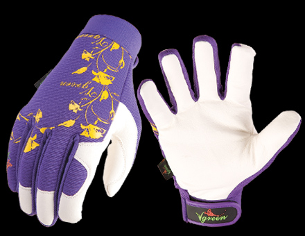 Floral Print Gardening Gloves with Leather Palm