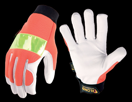 High-Visibility Work Gloves with Leather Palm